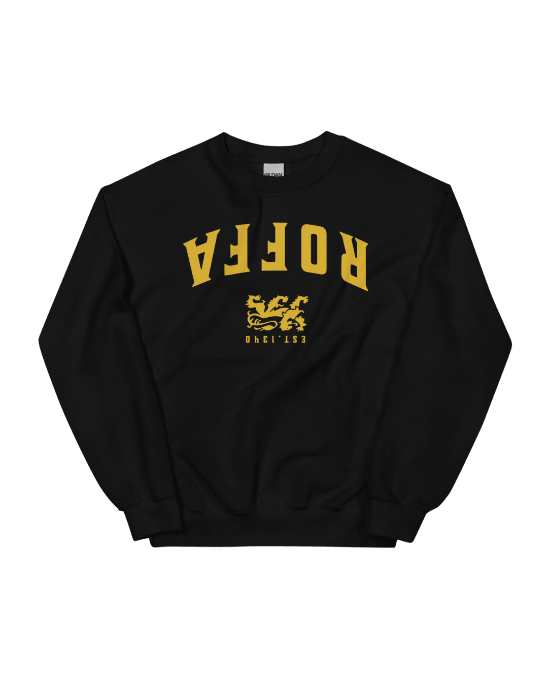 Rotterdam Sweater | Roffa 1340 Edition by Binky Comfywear featuring bold yellow lettering on a black background.