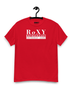 RoXY NIGHTCLUB T-SHIRT in red showcasing a premium cotton design, inspired by Amsterdam's 90's nightlife.