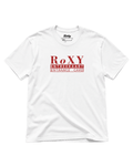 Roxy Nightclub T-Shirt | Amsterdam House Legend featuring bold red lettering on a white background.