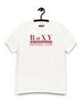 RoXY NIGHTCLUB T-SHIRT on display, representing Amsterdam's iconic 90's nightlife with premium cotton and unisex fit.