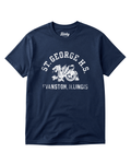 St. George High School T-Shirt featuring a dragon design, navy color, celebrating Chicago sports history.