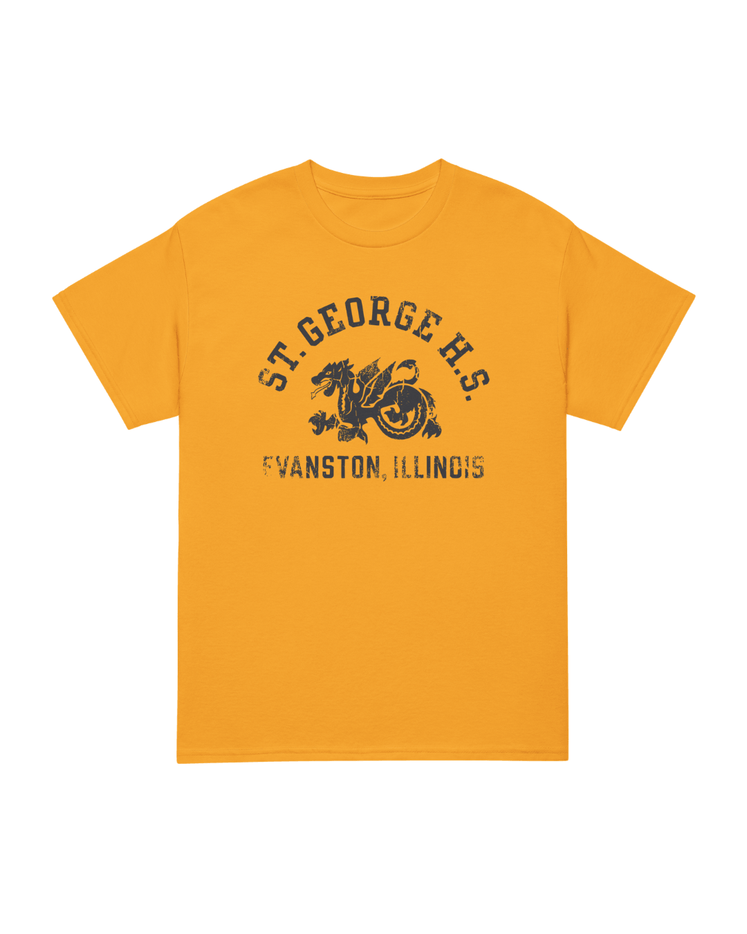 ST. GEORGE HIGH SCHOOL T-SHIRT in vibrant yellow, featuring classic graphic design inspired by Chicago history.