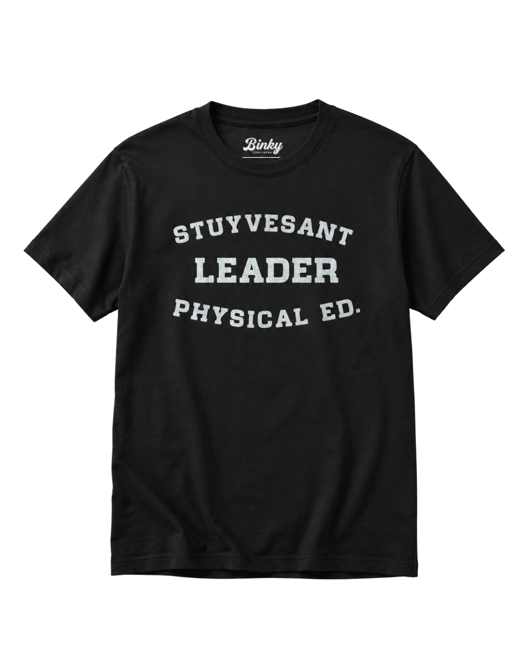 Beastie Boys T-Shirt | Stuyvesant Physical - black shirt featuring 'Stuyvesant Leader Physical Ed.' design.