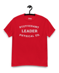 BEASTIE BOYS T-SHIRT | STUYVESANT PHYSICAL in red, featuring 'Stuyvesant Leader Physical Ed.' design, 