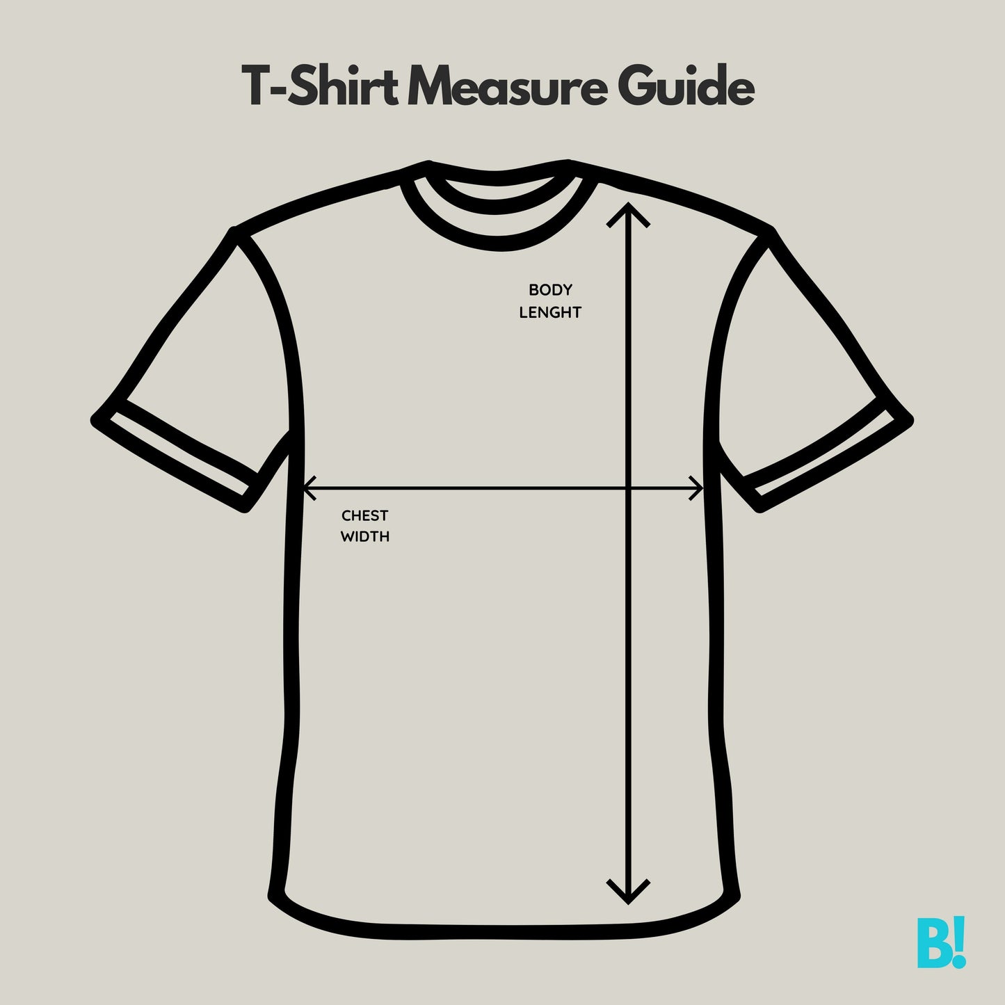 T-shirt measurement guide showing body length and chest width for accurate sizing