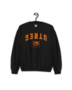 UTREG EST 1122 SWEATER in black featuring upside-down UTREG design and Utrecht coat of arms.