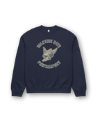 VALKYRIE GATE HEAVY SWEATER featuring a winged helmet emblem and collegiate lettering for retro ski & streetwear.
