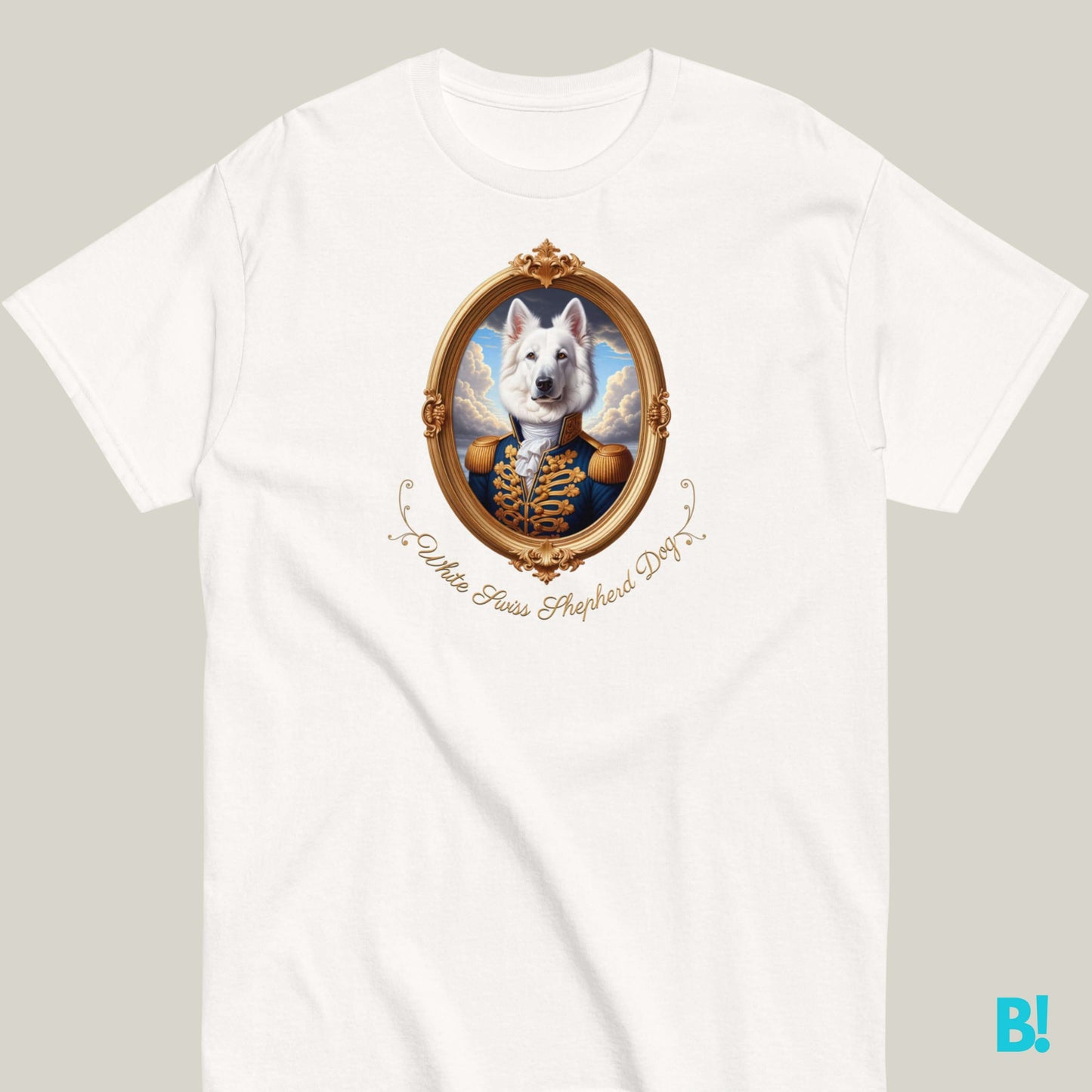 White Swiss Shepherd Dog Portrait T-shirt – Cotton Comfort Love your White Swiss Shepherd? This T-shirt with a Napoleon portrait is perfect! 100% cotton, 7 color options. Get yours today! €29.50 B!NKY Comfywear