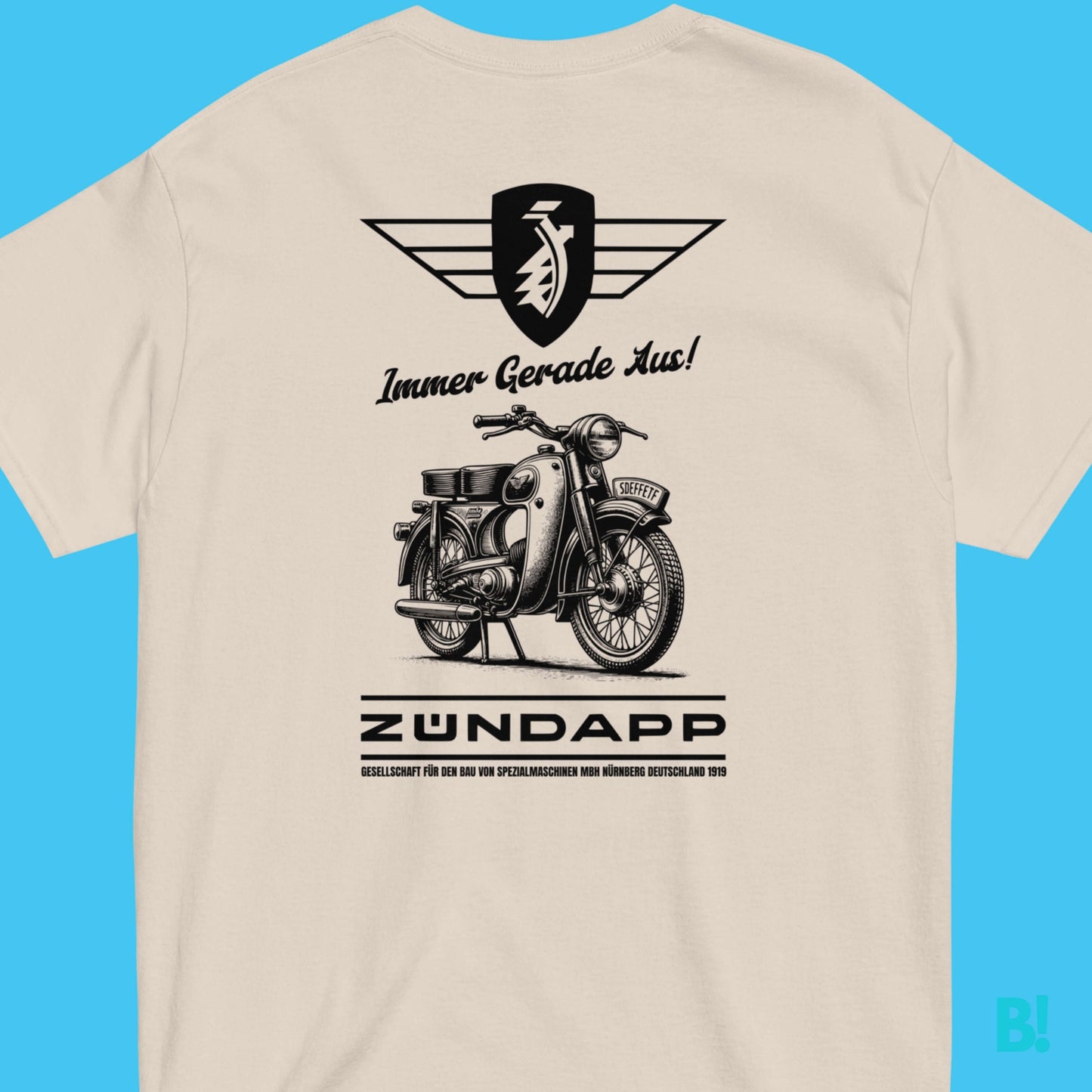 Zündapp Moped 1950 Vintage Design T-Shirt Enjoy the Vintage allure of our Zundapp Moped T-Shirt, inspired by the sophistication of 1950's advertising. 'Immer Gerade aus'. embodies the Zundapp legacy of excellence and innovation. Own a piece of history wit