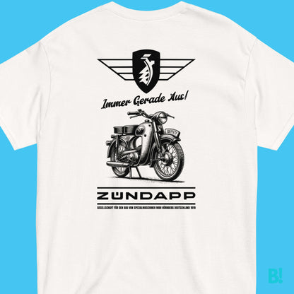 Zündapp Moped 1950 Vintage Design T-Shirt Enjoy the Vintage allure of our Zundapp Moped T-Shirt, inspired by the sophistication of 1950's advertising. 'Immer Gerade aus'. embodies the Zundapp legacy of excellence and innovation. Own a piece of history wit